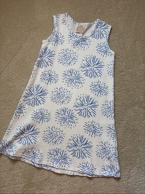 The Beaufort Bonnet Company White Dress with Blue Fireworks Print